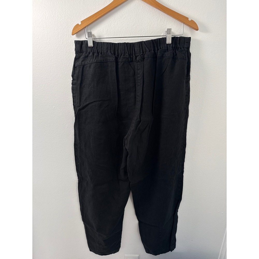 Women's Black Linen Pants Size XL Natural Minimalist Sustainable - Picture 4 of 6